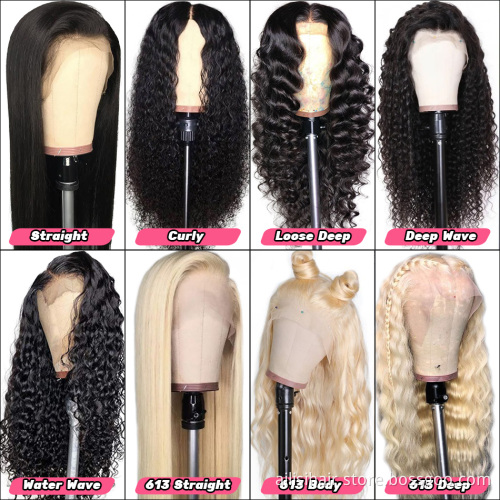 Wholesale 10A 180% 250% Pre Plucked Lace Front Human Hair Wig HD Peruvian Water Wave Lace Frontal Wig For Black Women